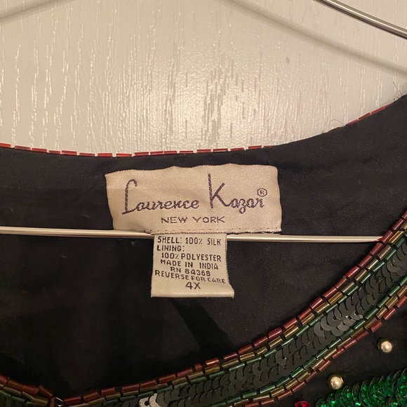 Festive Black Cardigan with Red and Green Floral Design - Picture 4 of 4